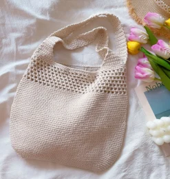 Elena Handbags Cotton Crochet Fashion Shoulder Bag