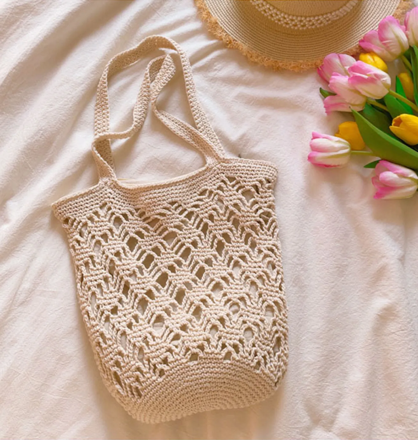 Elena Handbags Cotton Crochet Bucket Bag