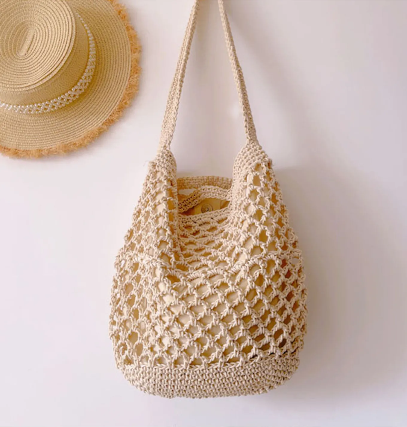 Elena Handbags Cotton Fishnet Shoulder Bag