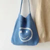 Elena Handbags Cotton Knitted Shoulder Bag with Smiley Face