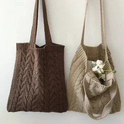 Elena Handbags Cotton Knitted Shoulder Bag