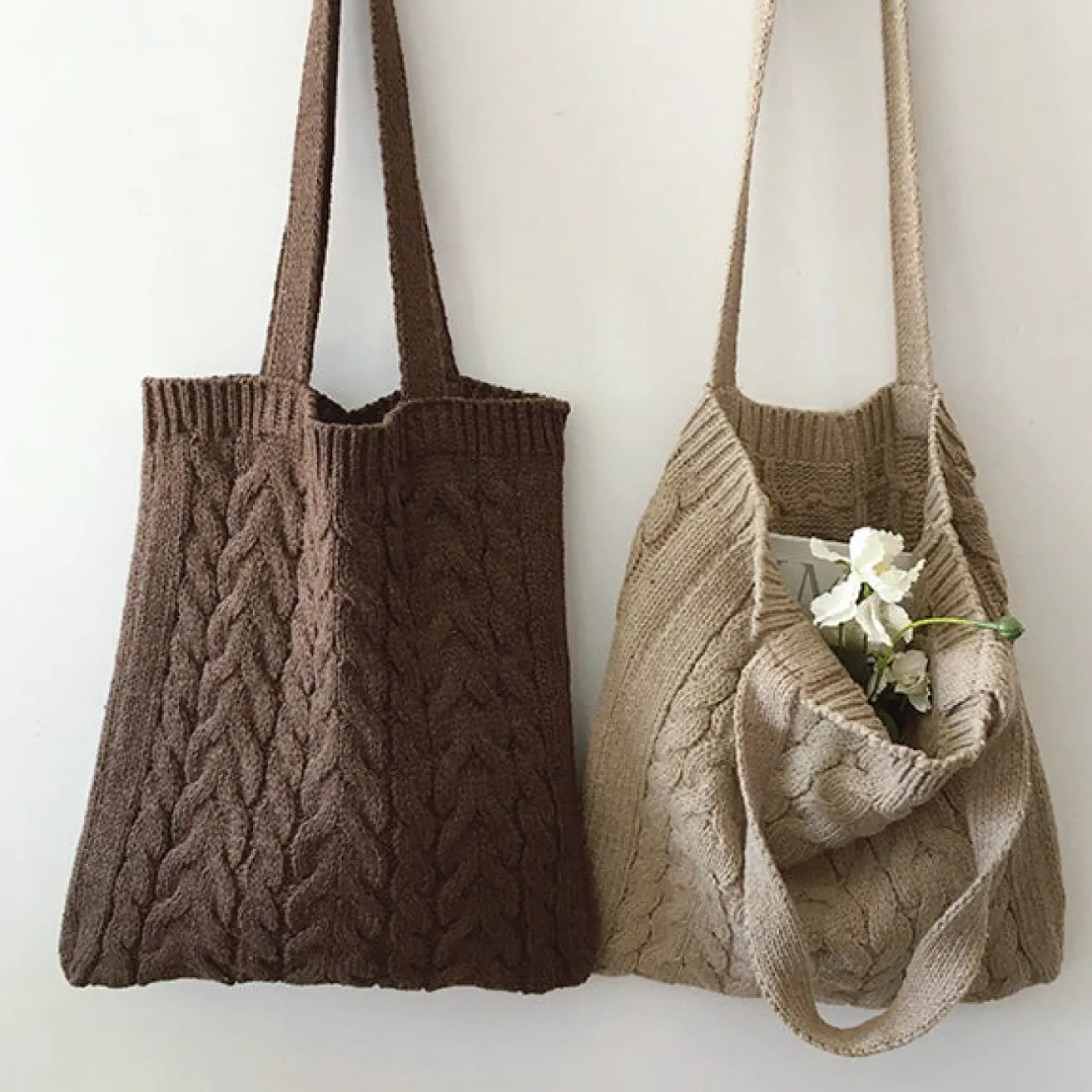 Elena Handbags Cotton Knitted Shoulder Bag