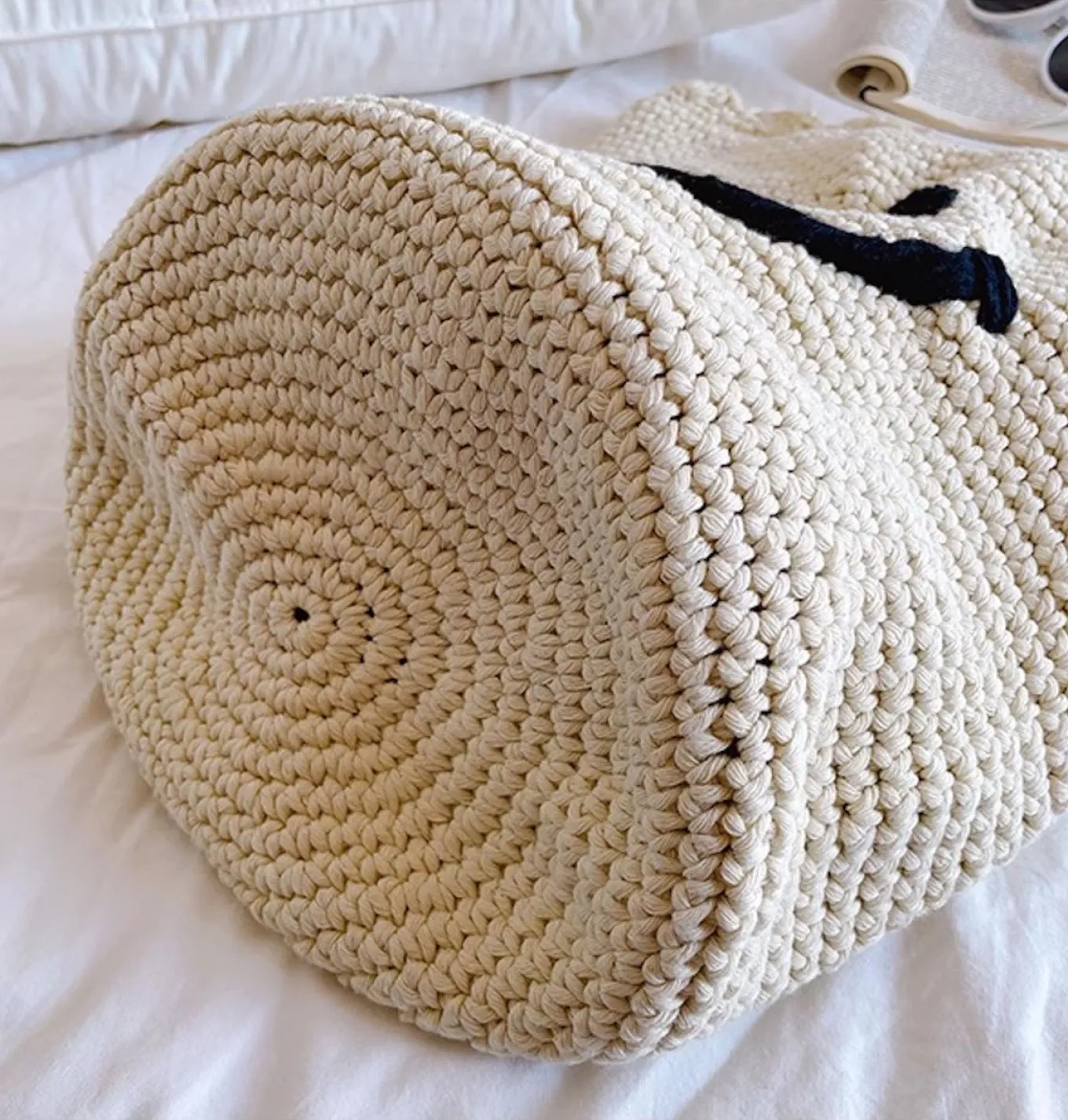Elena Handbags Cotton Knit Smiley Face Shoulder Bag