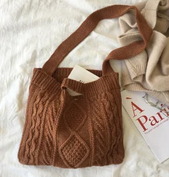 Elena Handbags Cotton Knitted Sweater Bag