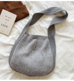 Elena Handbags Cotton Knit Shoulder Bag