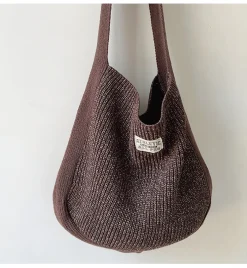 Elena Handbags Cotton Knit Shoulder Bag