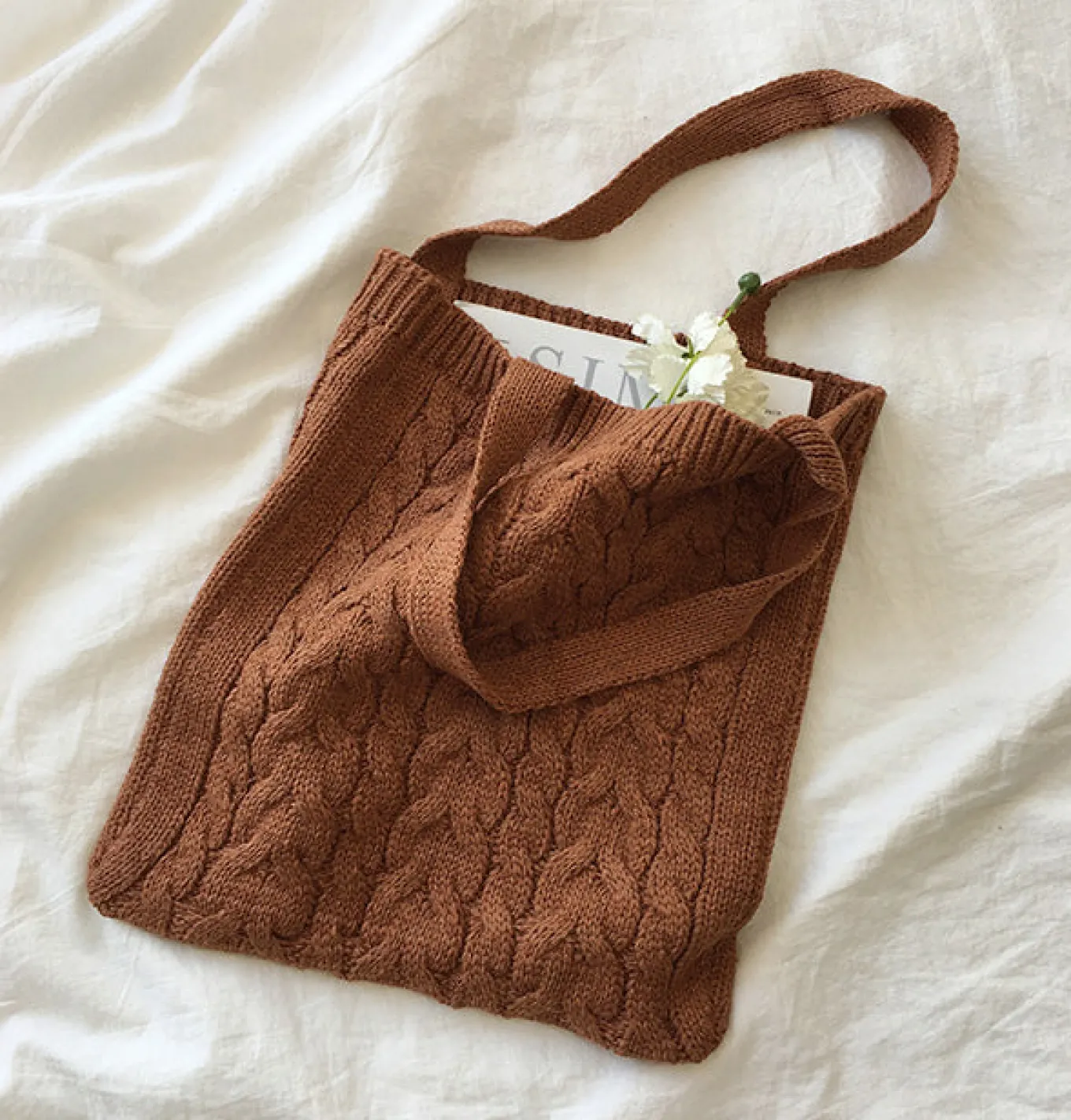 Elena Handbags Cotton Knitted Shoulder Bag
