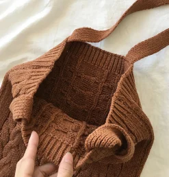 Elena Handbags Cotton Knitted Shoulder Bag