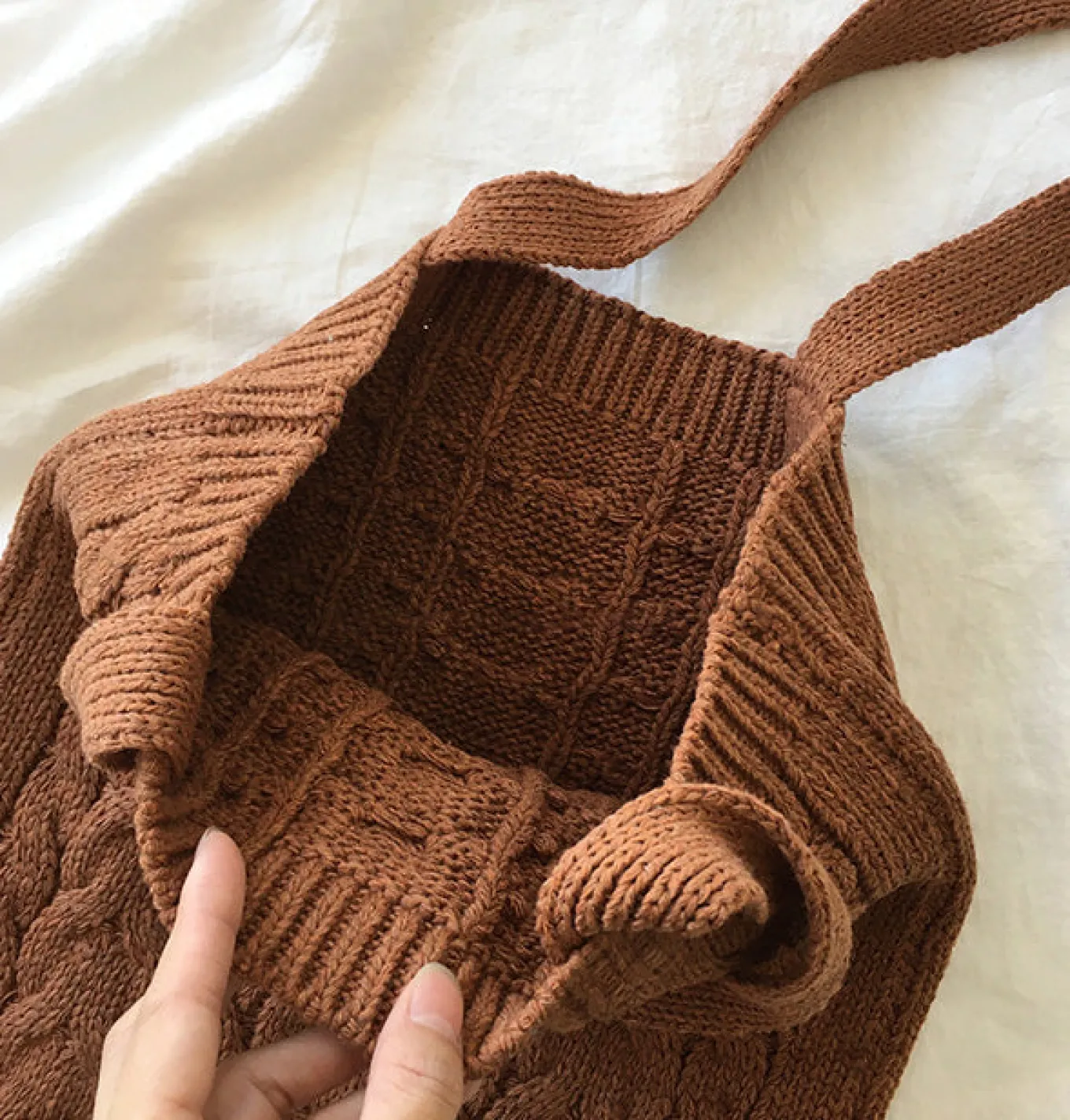 Elena Handbags Cotton Knitted Shoulder Bag