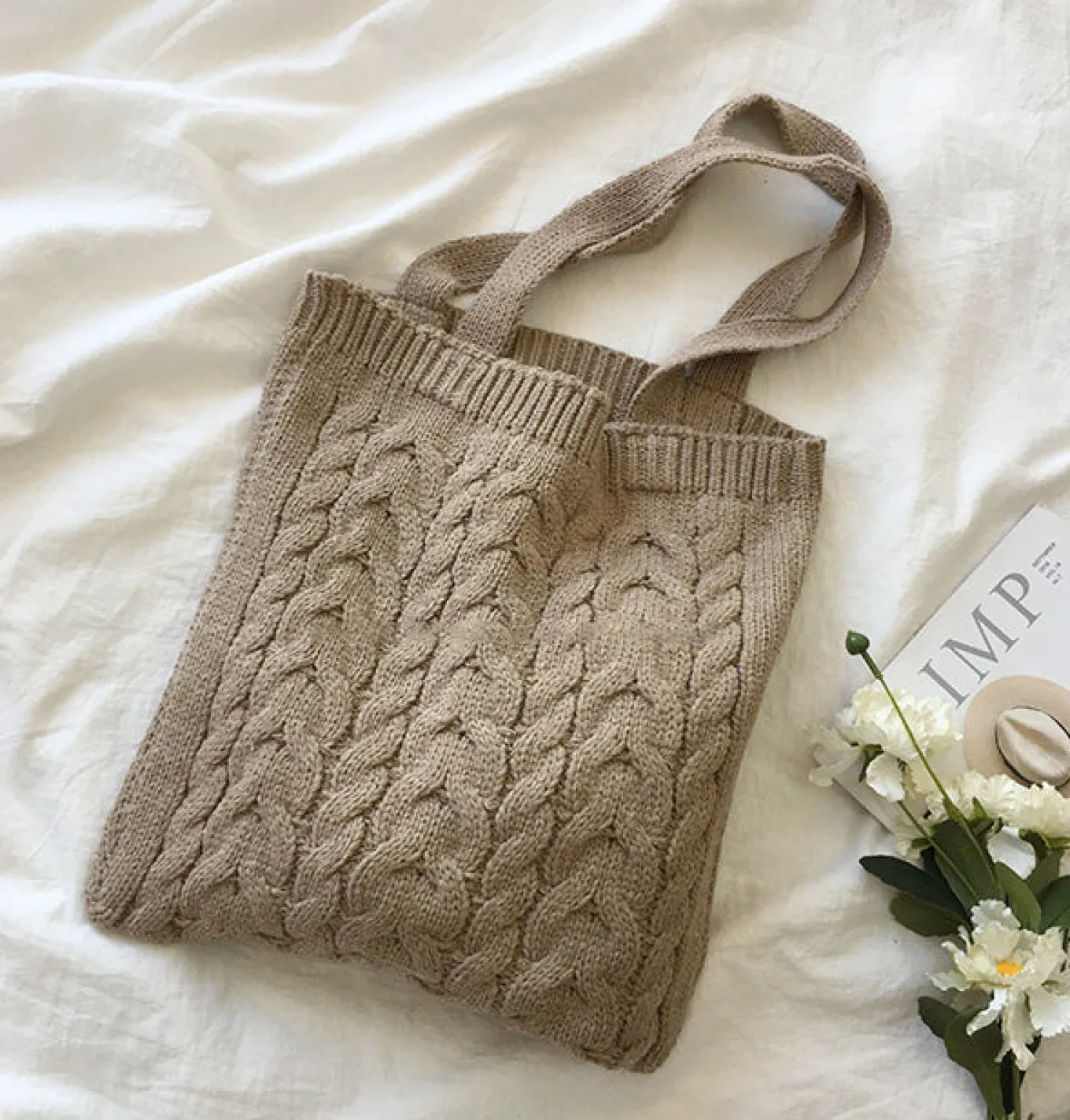 Elena Handbags Cotton Knitted Shoulder Bag