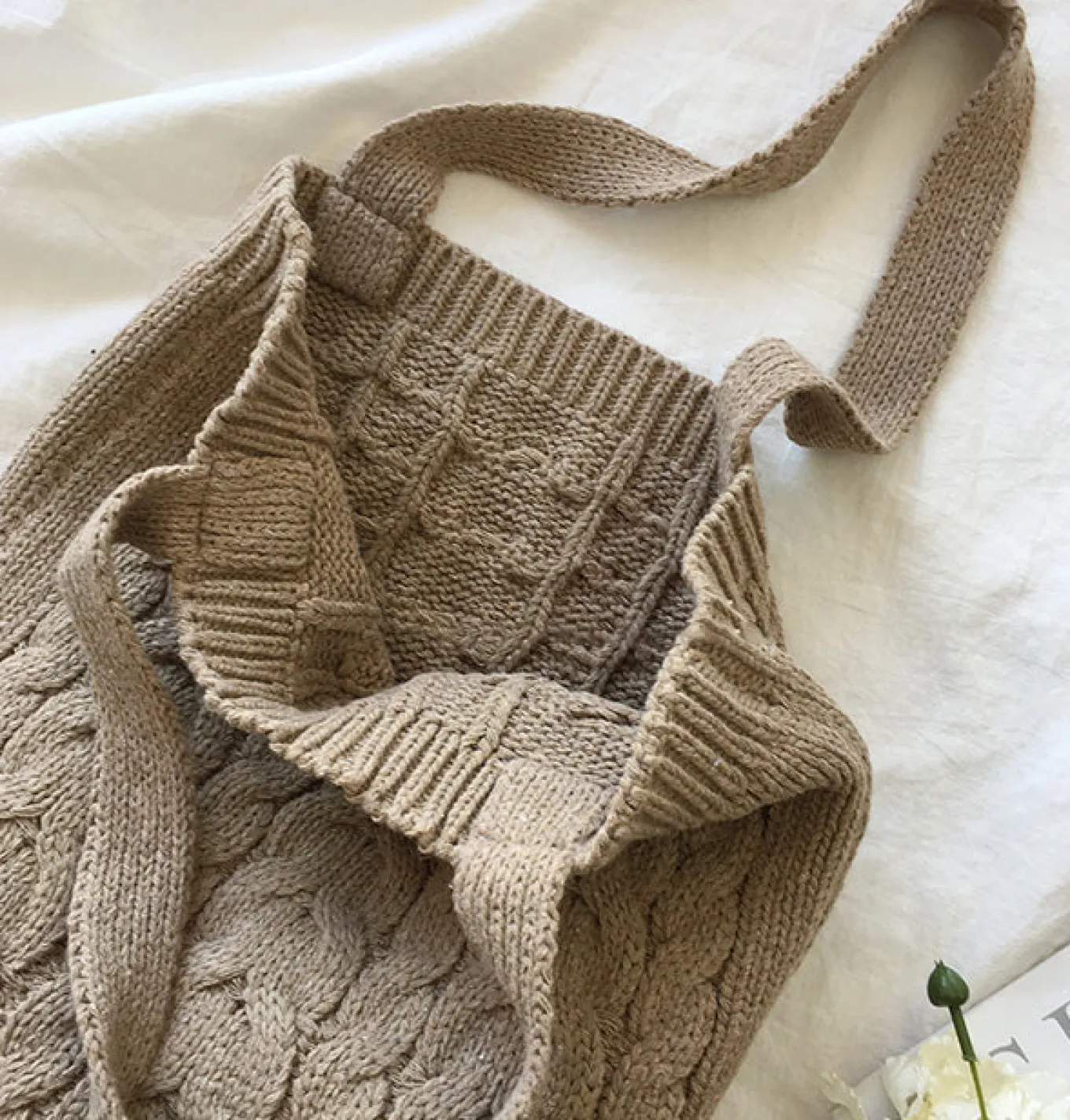 Elena Handbags Cotton Knitted Shoulder Bag