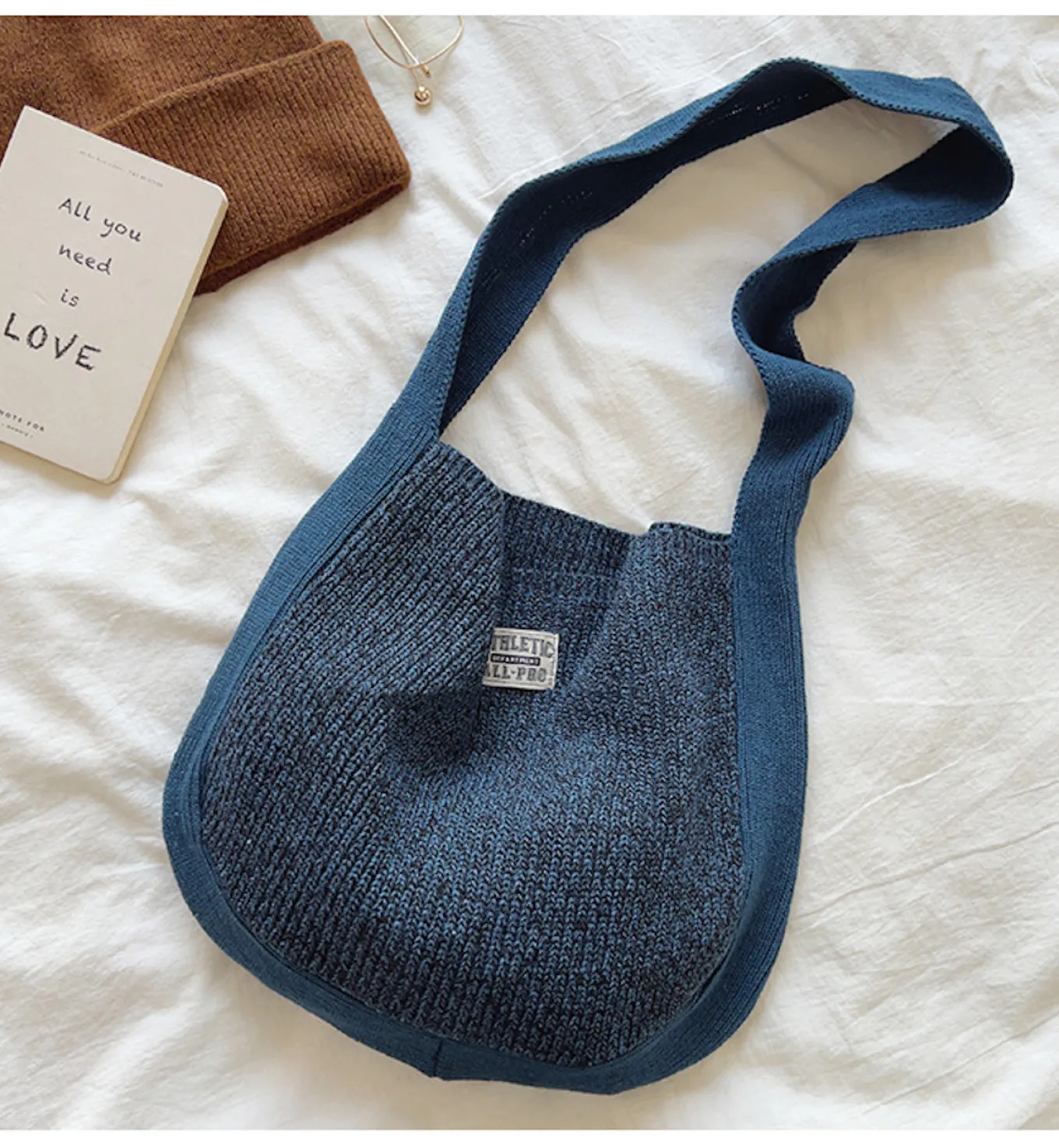 Elena Handbags Cotton Knit Shoulder Bag