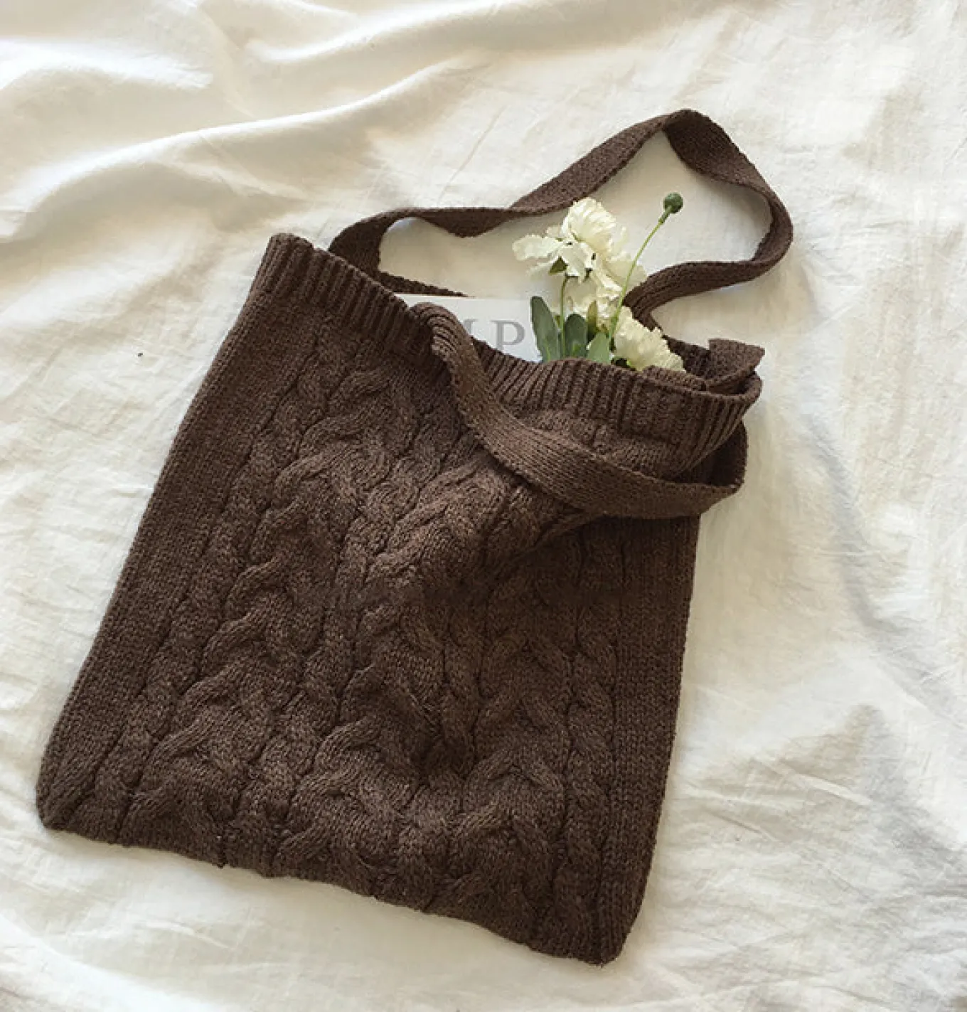Elena Handbags Cotton Knitted Shoulder Bag