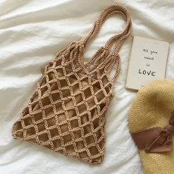 Elena Handbags Crochet Bag with Fishnet Design