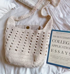 Elena Handbags Crochet Cotton Bucket Shoulder Bag