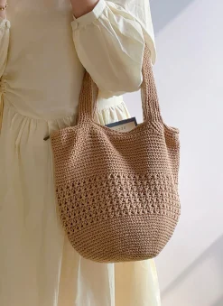 Elena Handbags Crochet Cotton Bucket Bag