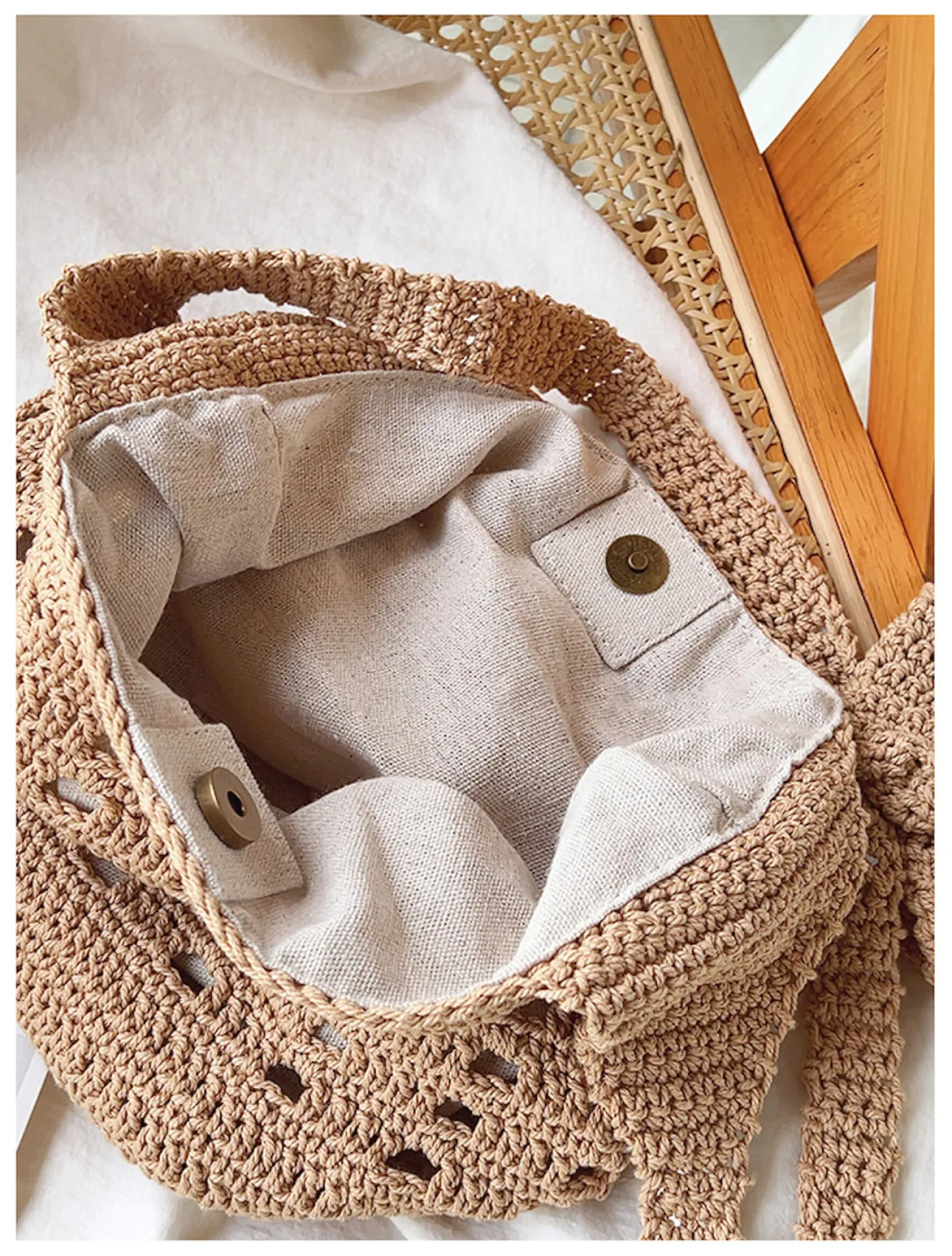 Elena Handbags Crochet Cotton Bucket Shoulder Bag