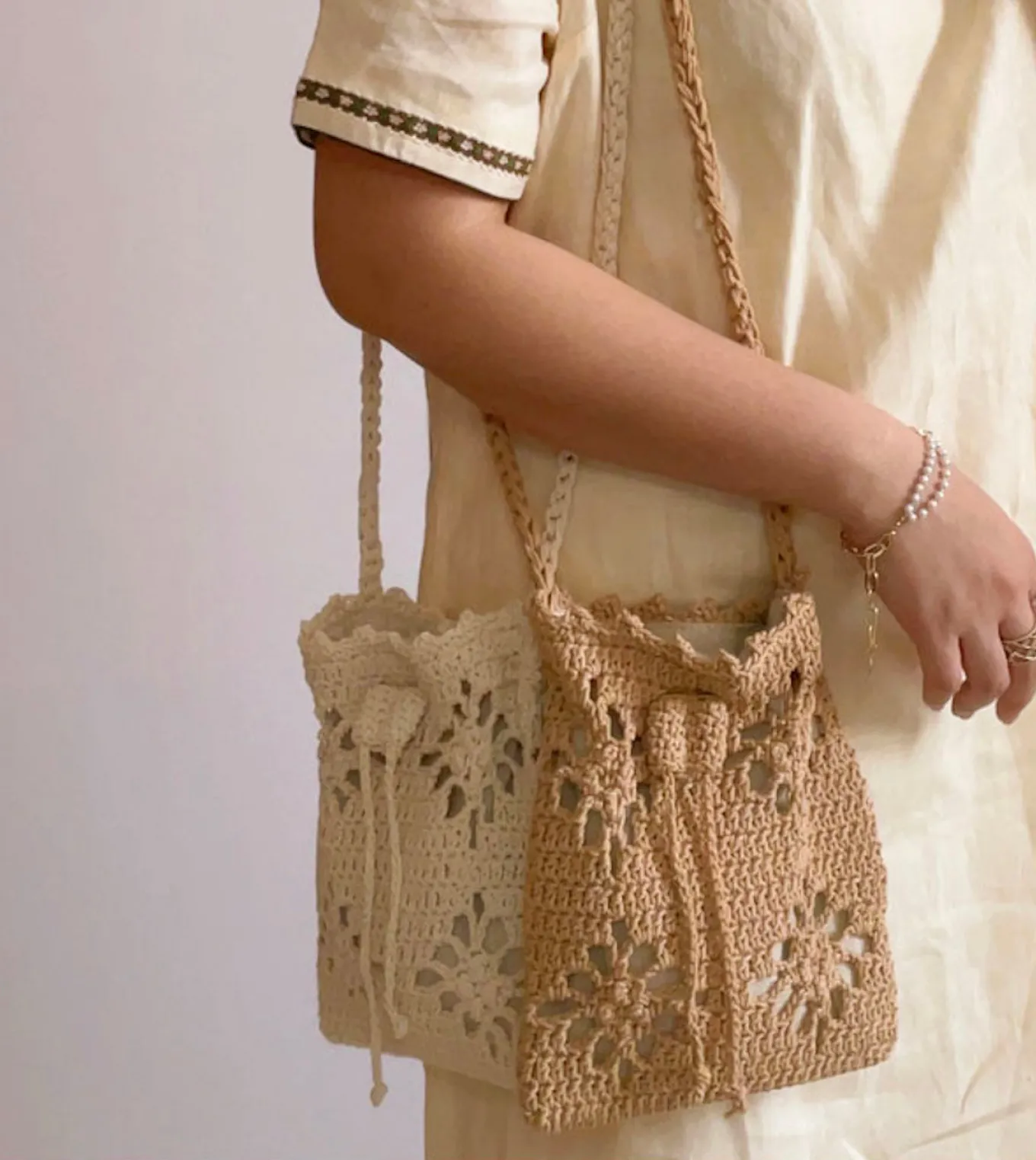 Elena Handbags Crochet Floral Crossbody Bag