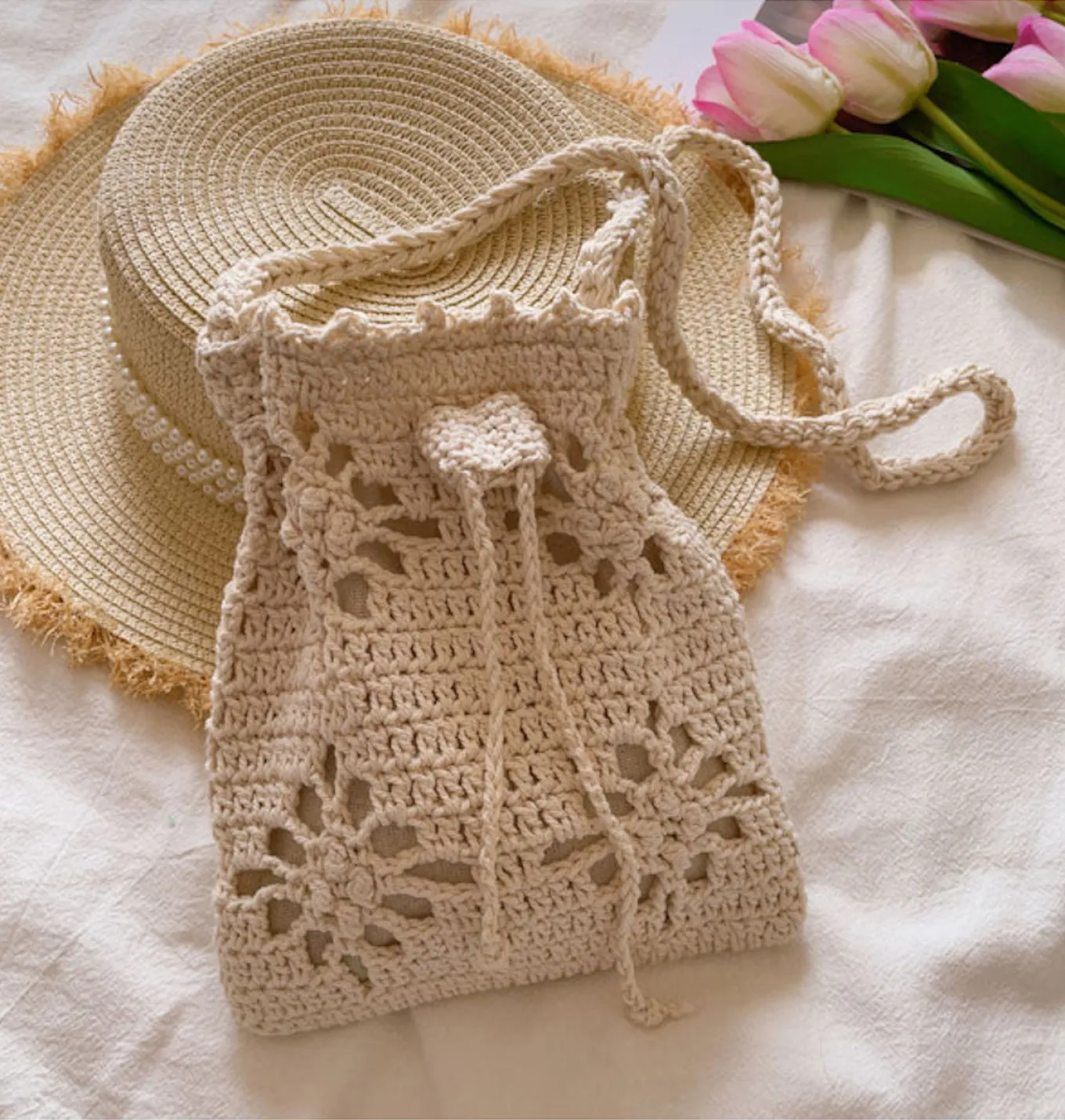 Elena Handbags Crochet Floral Crossbody Bag