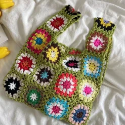 Elena Handbags Crochet Granny Square Patchwork Shoulder Bag