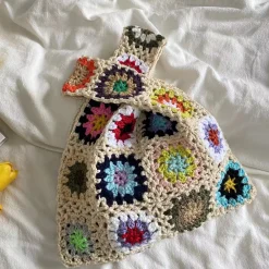 Elena Handbags Crochet Granny Square Patchwork Shoulder Bag