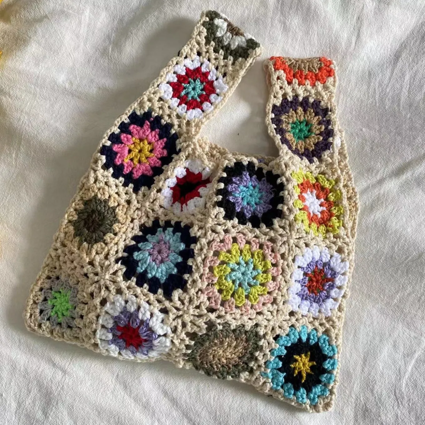 Elena Handbags Crochet Granny Square Patchwork Shoulder Bag