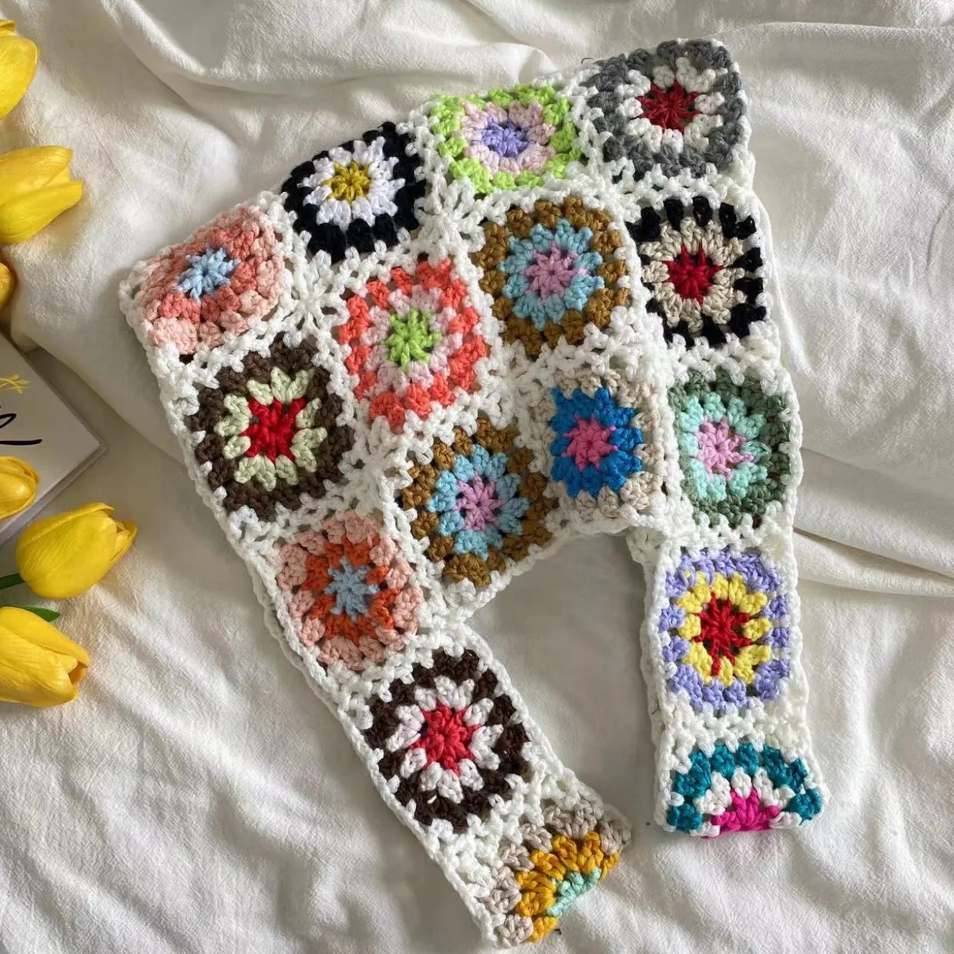 Elena Handbags Crochet Granny Square Patchwork Shoulder Bag
