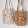 Elena Handbags Crochet Medium Cotton Bag with Floral Design