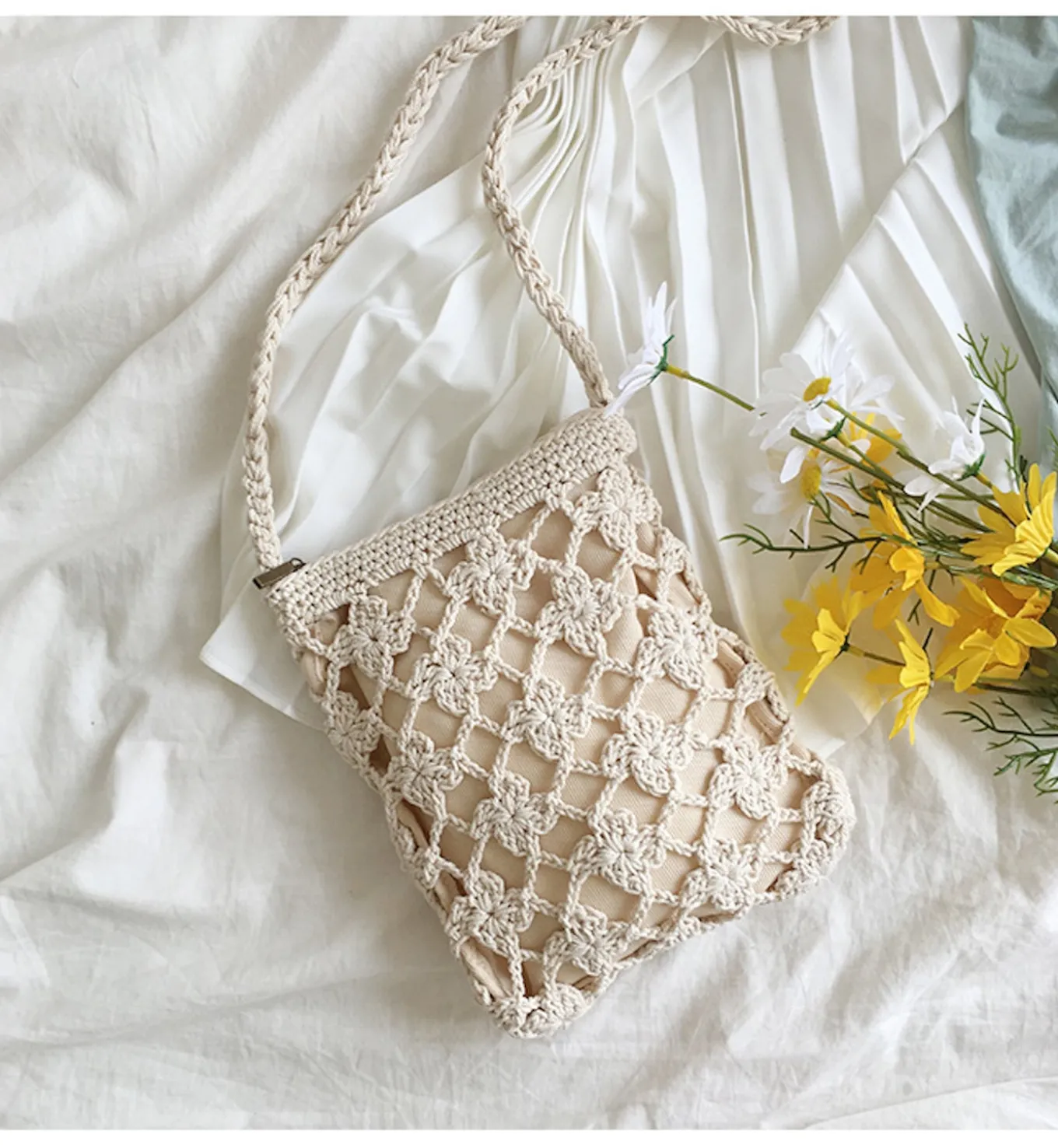 Elena Handbags Crochet Shoulder Crossbody Bag