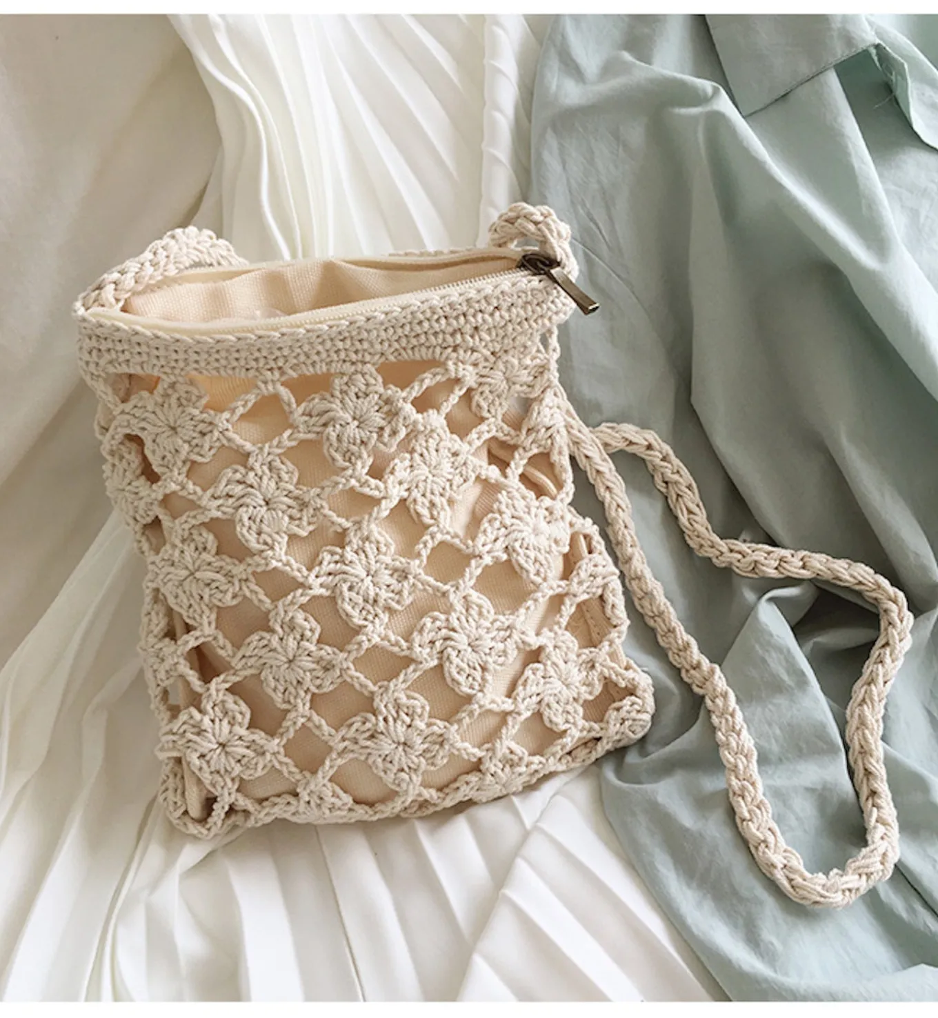 Elena Handbags Crochet Shoulder Crossbody Bag
