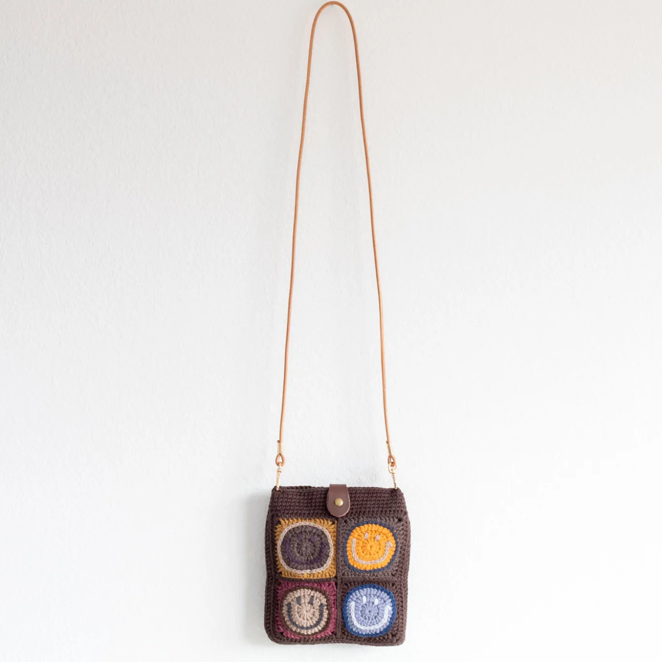 Elena Handbags Crochet Smiley Face Shoulder Bag