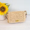 Elena Handbags Crossbody Leather and Straw Bag