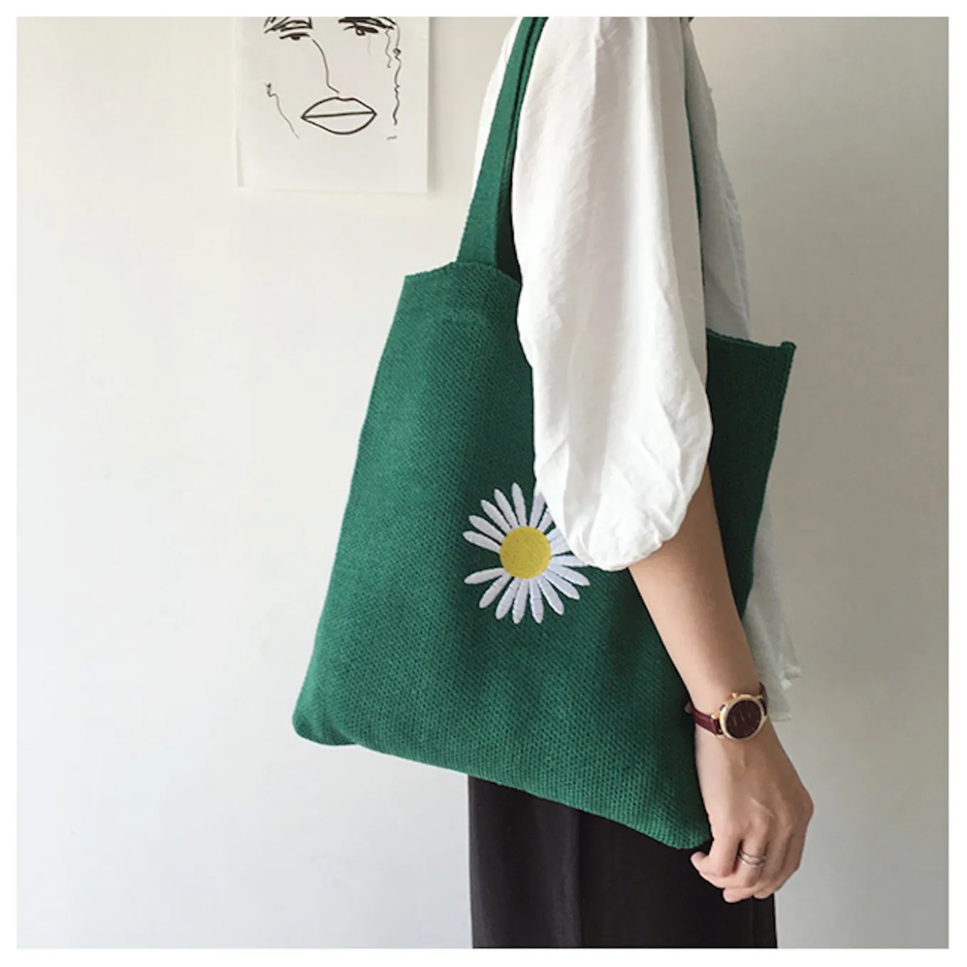 Elena Handbags Daisy Knit Shoulder Bag
