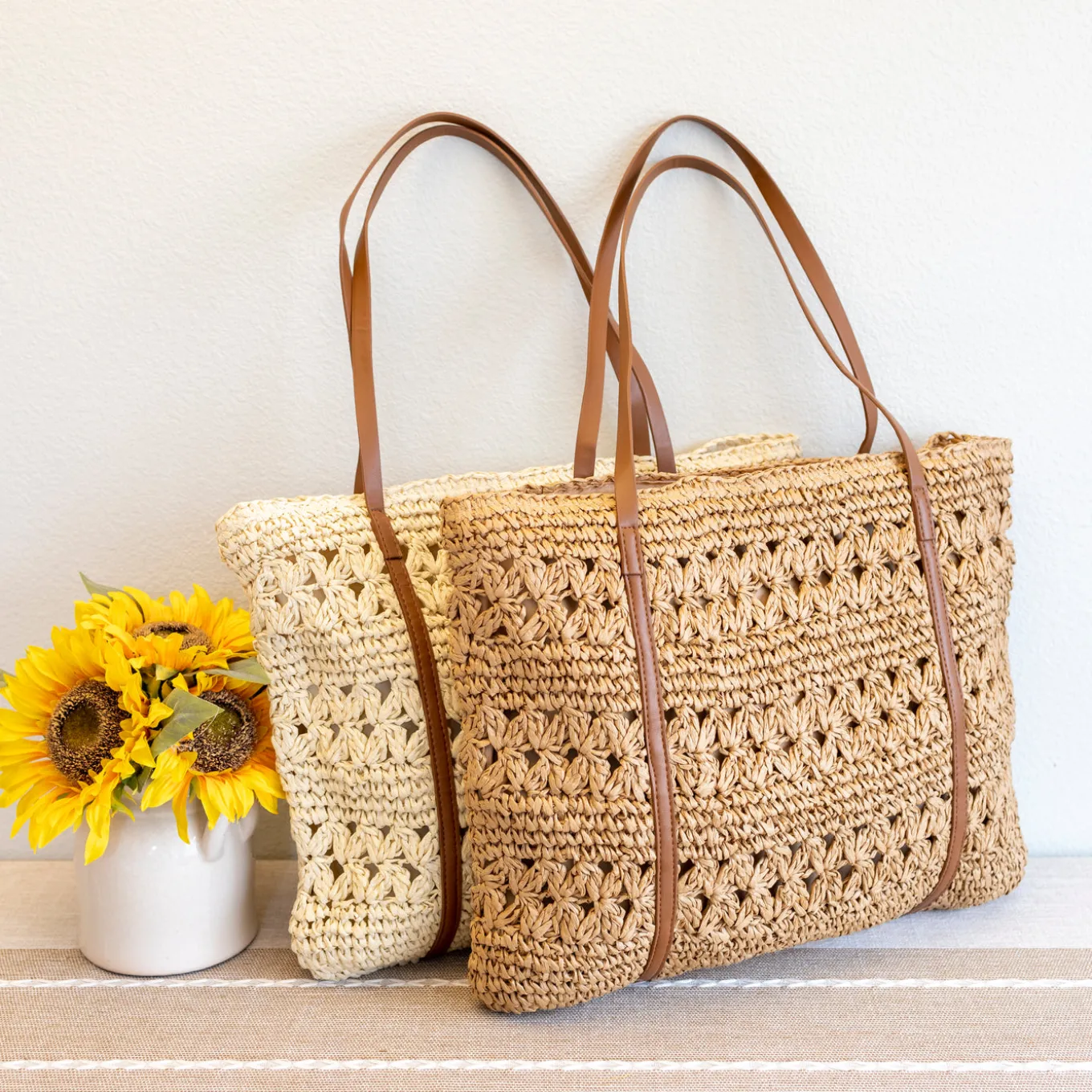 Elena Handbags Everyday Large Straw Woven Summer Bag