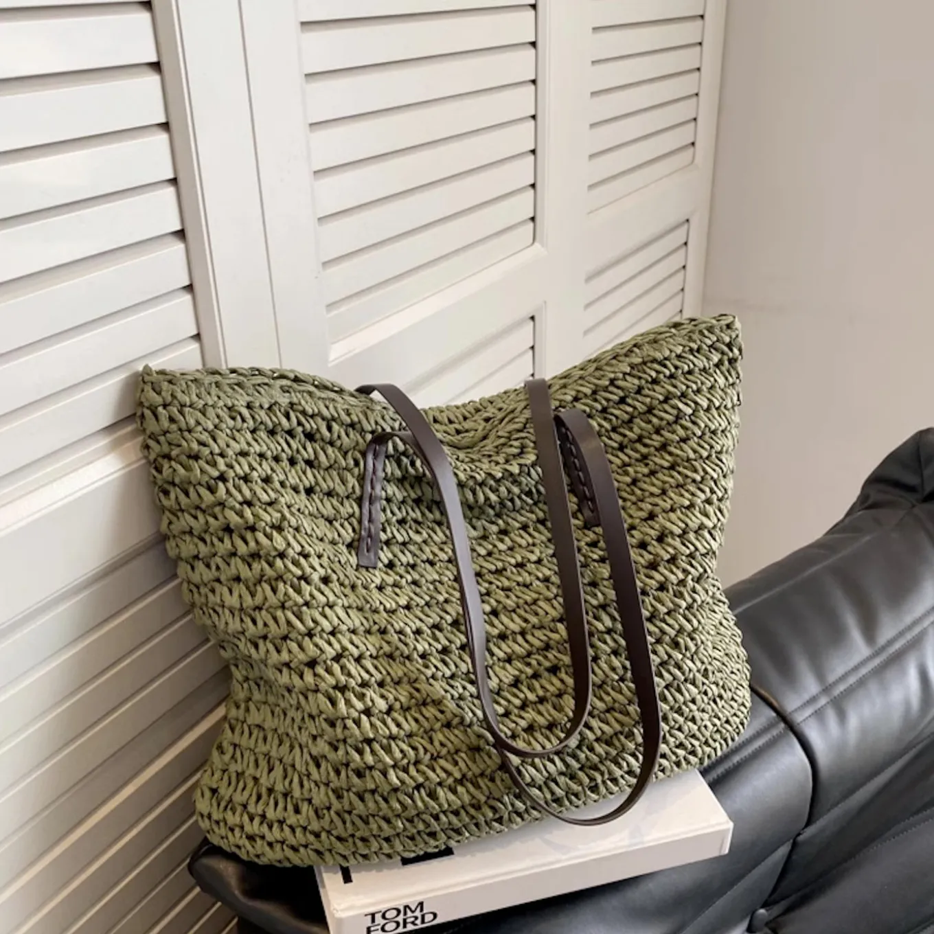 Elena Handbags Everyday Large Straw Woven Summer Bag
