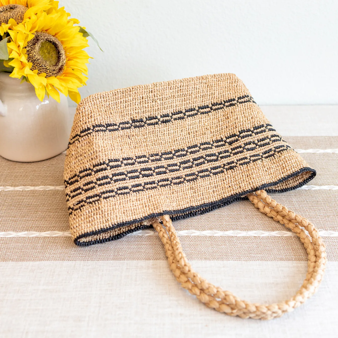 Elena Handbags Everyday Small Raffia Straw Handbag