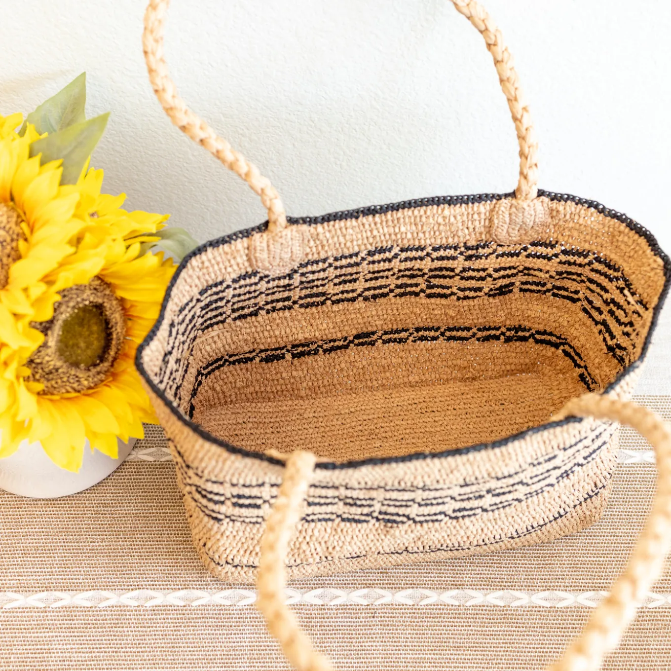 Elena Handbags Everyday Small Raffia Straw Handbag