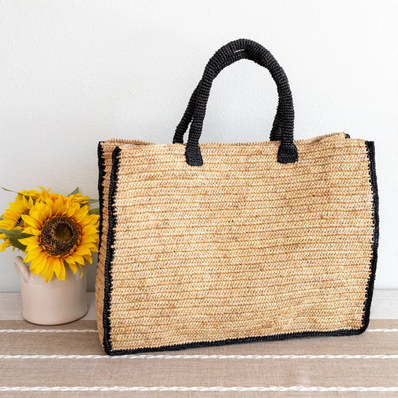 Elena Handbags Extra Large Soft Raffia Woven Summer Straw Tote