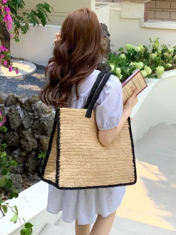 Elena Handbags Extra Large Soft Raffia Woven Summer Straw Tote
