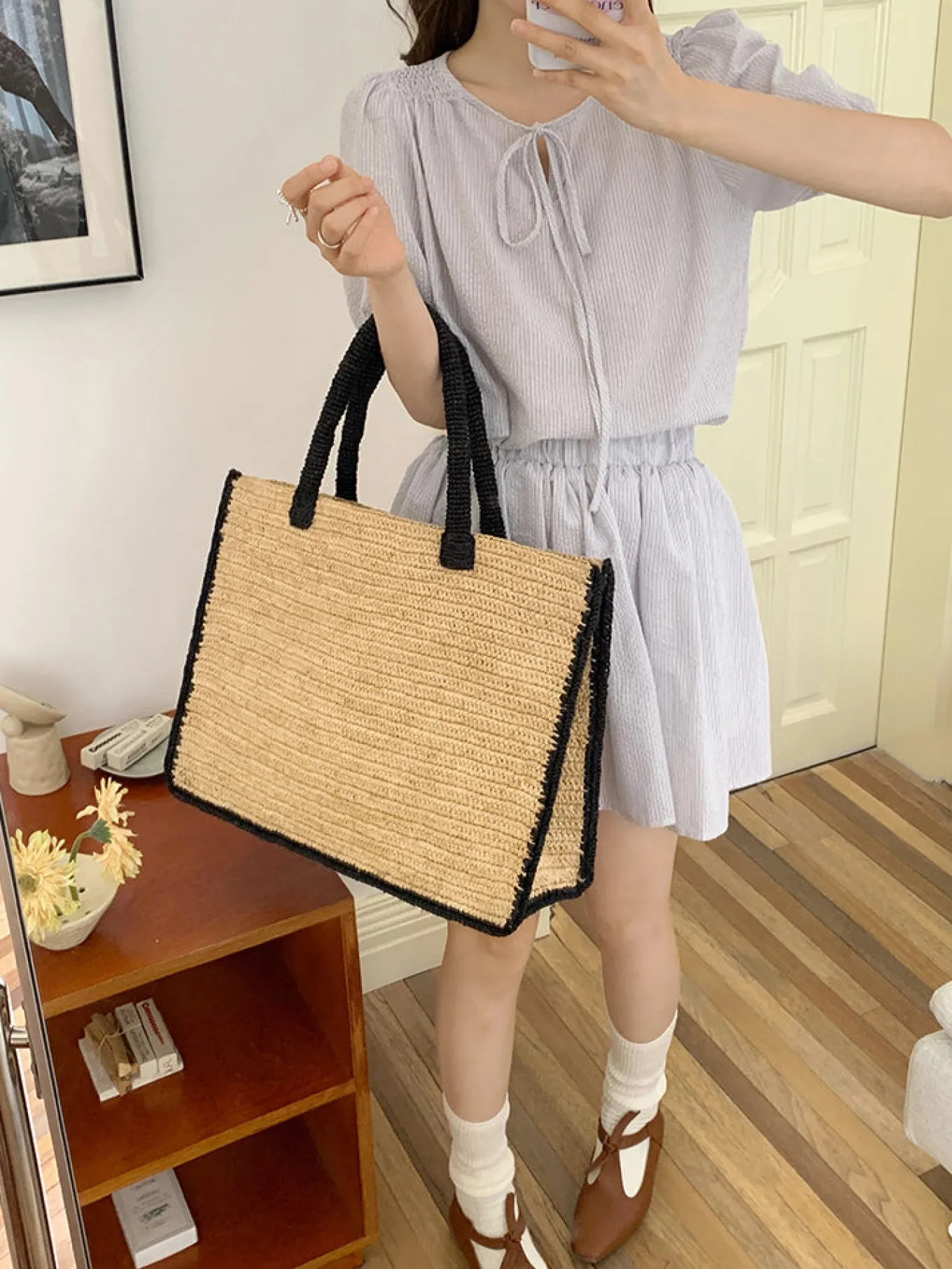 Elena Handbags Extra Large Soft Raffia Woven Summer Straw Tote