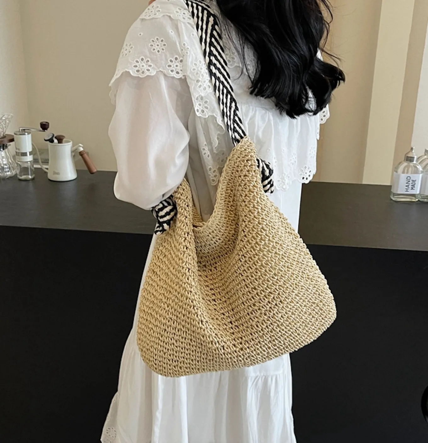 Elena Handbags Fashion Straw Shoulder Bag