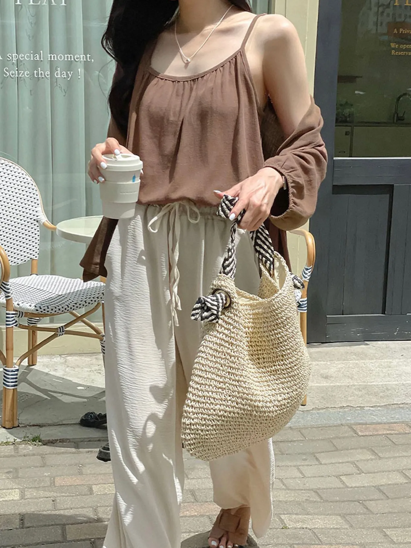 Elena Handbags Fashion Straw Shoulder Bag