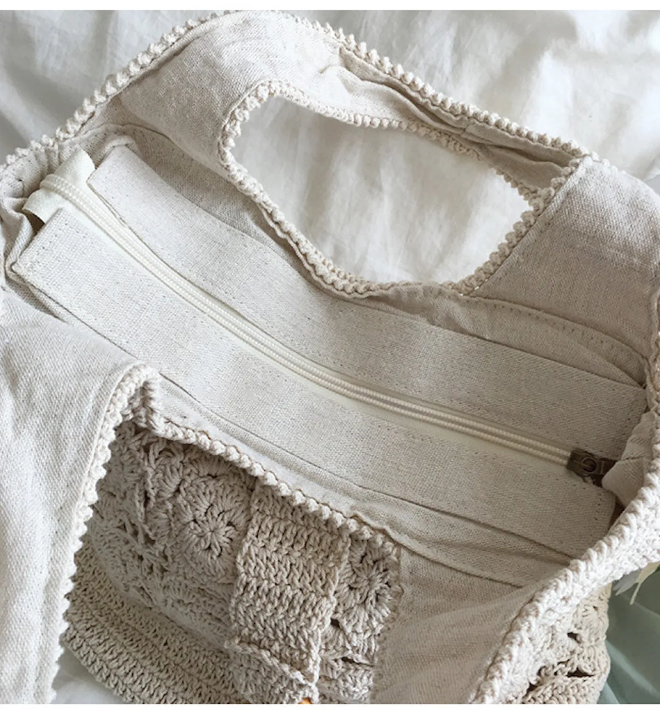 Elena Handbags Floral Cotton Knitted Shoulder Bag