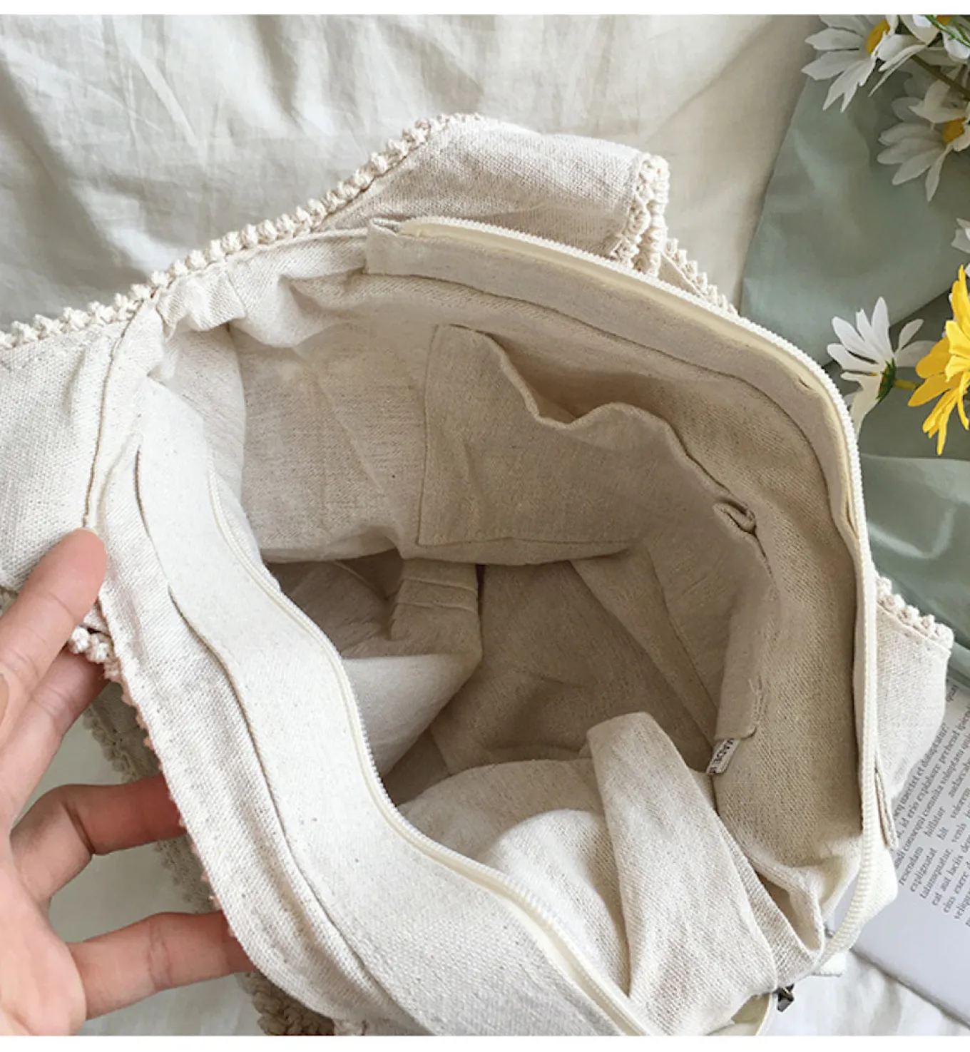 Elena Handbags Floral Cotton Knitted Shoulder Bag