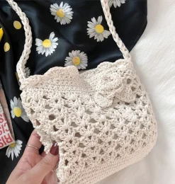 Elena Handbags Floral Crochet Mini Purse