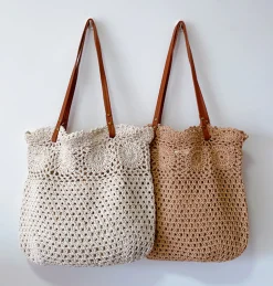Elena Handbags Floral Design Cotton Knitted Shoulder Bag