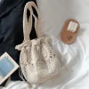 Elena Handbags Floral Knitted Bucket Bag