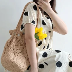 Elena Handbags Floral Knitted Bucket Bag