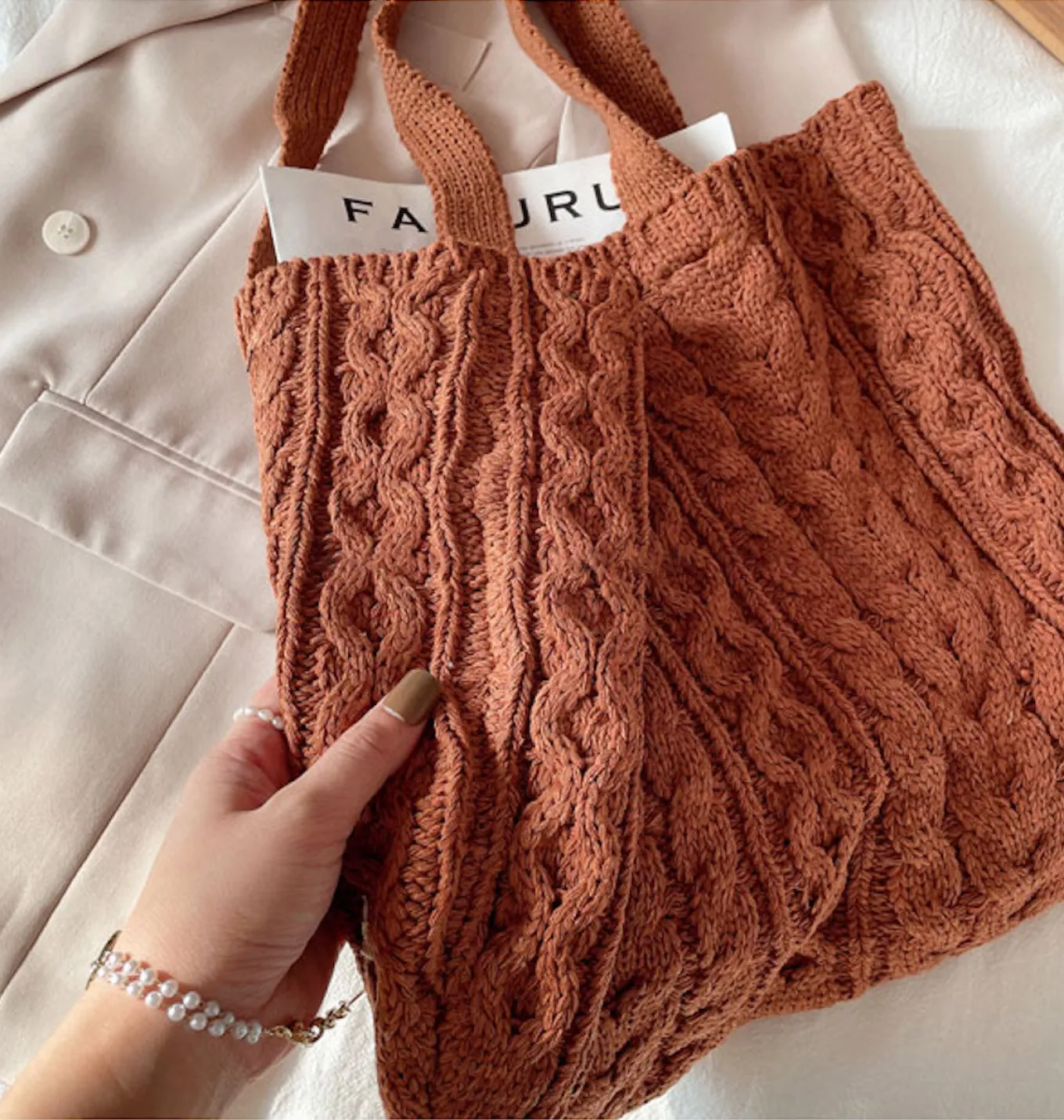 Elena Handbags Hand Knit Tote Bag