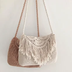Elena Handbags Handmade Bohemian Tassel Beach Bag